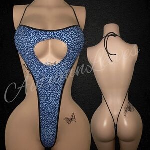 Blue Leopard Print Monokini
